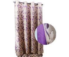 ForenTex M-0541/H0570 Rideaux de Salon occultants Thermiques isolants Froid et Chaud à Deux Couches Multi-usages Séparado/Ensembles 100% Polyester, Violet/Beige 145 x 260 cm