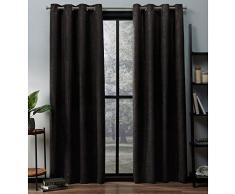 Home Exclusive Exclusif Maison Rideaux Oxford texturÃ© en Satin de Coton Thermique piÃ¨ce Obscurcir Grommet Top fenÃªtre Panneau de Rideau Paire, Espresso, 52Â x 63