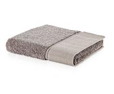 MÖVE Brooklyn Serviette de Toilette uni avec une large bordure à chevrons 50 x 100 cm, Fabriqué en Allemagne, 85 % coton / 10 % viscose en pulpe de bambou / 5 % lin, Cashmere (Beige)