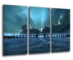 Tableau Moderne Photographique, Impression sur bois, Paysage Mer Coucher de soleil, 97 x 62 cm, ref. 26206