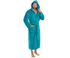 CelinaTex Florida Peignoir De Bain, Capuche, De Couleur Unie, Longue, Poches AppliquÃ©es, Femme, Homme, Unisexe, Microfibre, Laine Polaire de Corail XXL Bleu Turquoise