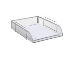 Relaxdays Corbeille à Courrier maille métal bac à documents empilable trieur de bureau A4 lxP: 26x33,5 cm, argent