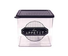COOK CONCEPT Boite de Conservation Ã Message ModÃ¨le AlÃ©atoire â Dimensions : 16.5 x 16 x 14 cm, Plastique-PS, Transparent-Blanc/Transparent-Noir, KB5964