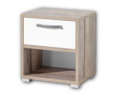 Stella Trading Moon Table de Chevet, Bois Driftwood/Blanc, 49 x 52 x 41 cm