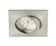 Spot LED encastré orientable, pas de transformateur nécessaire, faible profondeur de seulement 30 mm, carré, Nickel mat, 1 pièce 5 watts