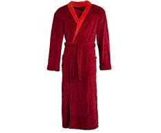 CelinaTex Nevada Peignoir De Bain, Col ChÃ¢le, De Deux Couleurs, Longue, Poches AppliquÃ©es, Femme, Homme, Unisexe, Microfibre, Laine Polaire de corailM Bordeaux/Rouge Corail