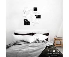 L:A:S Laser Art Style Tableau Mural Sainte Famille Moderne pour Chambre Ã Coucher, Bois, Blanc/Noir, 68 x 70 cm