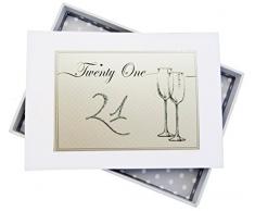 Blanc Coton Cartes danniversaire Ãge 21Â flÃ»tes Album Photo, Tableau, Blanc, 12.5Â x 17.5Â x 2.5Â cm