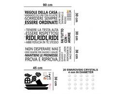 Wallflexi Stickers muraux Cristaux Swarovski et règles de la Maison sur Le Toit en Italien muraux Stickers pour décoration de la Maison Salon Chambre denfant Restaurant Cafe Bureau Décor