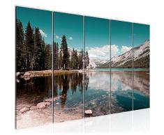 Tableau decoration murale Paysage de montagne 150 x 60 cm - XXL Impression sur Toile Salon Appartment 5 Parties - prÃªt Ã accrocher - 606856b