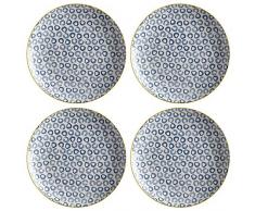Maxwell Williams 5251657 Laguna Lot de 4 assiettes tissées Bleu 20 cm, Porcelaine, Dinner Plates