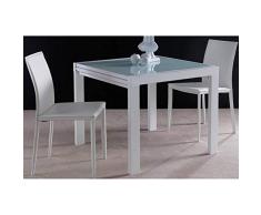 LA SEGGIOLA Table Repas Extensible Space en Verre sÃ©rigraphiÃ© Blanc