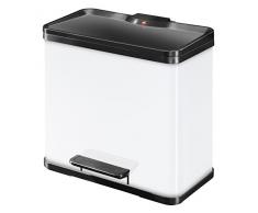 Hailo 0633-230 Poubelle à Pédale, Acier Inoxydable, Blanc, 44,5 x 47,5 x 34,5 cm