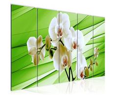 Tableau decoration murale Fleurs dorchidÃ©e 200 x 80 cm - XXL Impression sur Toile Salon Appartment 5 Parties - prÃªt Ã accrocher - 202055c
