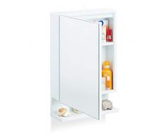 Relaxdays, Blanc Armoire de Toilette 1 Porte Miroir 3Tablettes Prise Courant Meuble Mural Placard SDB, 55x35x12 cm, HLP 55 x 35 x 12 cm