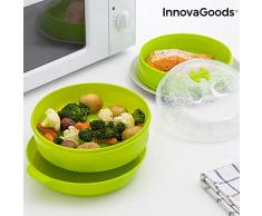 InnovaGoods cuiseur Vapeur Double pour Micro-Ondes Fresh, Vert, 22Â X 12/17Â cm