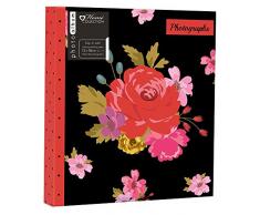 Anker Motif Floral Noir avec Pois et Colle Bound 2-Up Album Photo/Album Photo avec Espace écriture pour sadapter à 104 Mémo 5 x 7 Photos