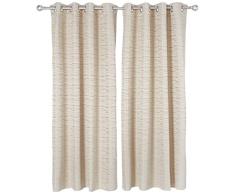Deconovo Rideau Occultant Chambre Enfant Motif Salon Design Moderne Couche de Mousse Ã Oeillets Isolant Thermique 2 Pcs, Polyester, Beige, 140x245cm