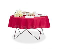 Relaxdays 10022620_791 Nappe Hydrofuge résistante Eau Linge de Table Jardin Polyester sans Plis Rond 140cm, Rouge, 140 cm