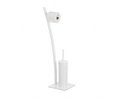 Relaxdays, blanc Ensemble brosse WC porte-papier toilettes serviteur salle de bain, HxlxP: 78 x 29 x 20 cm, acier, plastique, 1