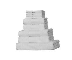 Dreamscene Ensemble cadeau de luxe Serviette de bain Bale, coton, Blanc, 9 pièces