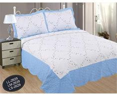 ForenTex LM-2629 Couvre-lit brodÃ© pour lit de 135 cm avec Housses matelassÃ©es Rembourrage lÃ©ger pour Ã©tÃ© et Loisirs