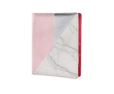 Rayher Hobby Agenda A5, Agenda créatif avec Rail de Bague 3 Anneaux et registre, Calendrier annuel Blanc/Rose avec Motif marbré
