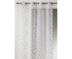 Home Maison 09352-8-AL Voilage Etamine Légère Jacquard Fils Coupes avec Oeillets Ronds Taupe/Argent 140 x 260 cm