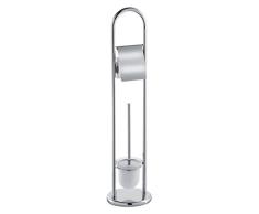 FERIDRAS 091021-b Lampadaire Brosse de Toilettes et Porte-Rouleau, Chrome, 13Â x 18Â x 80Â cm