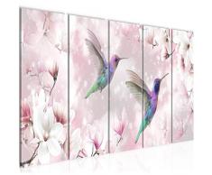 Tableau decoration murale Fleurs Magnolia 150 x 60 cm - XXL Impression sur Toile Salon Appartment 5 Parties - prêt à accrocher - 015656a