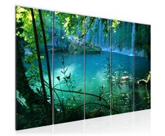 Tableau decoration murale Paysage de cascade 200 x 80 cm - XXL Impression sur Toile Salon Appartment 5 Parties - prÃªt Ã accrocher - 602855a