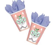 amscan 9904588 Llama Lot de 8 gobelets en papier 250 ml