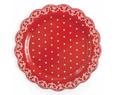 Galileo Casa Crochet Plat Ã panettone ou portÃ©e, cÃ©ramique, Rouge/Blanc, 30Â x 30Â x 3Â cm