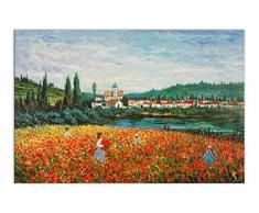 Arte Dal Mondo ME035IAT-01 Champ de Coquelicots Tableau, Huile sur Toile, Peint Ã la Main et montÃ©e sur chÃ¢ssis esthÃ©tique, Multicolore, 90 x 60 x 2 cm