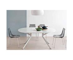 INSIDE Table de Repas Extensible Ronde Tulipe Quattro 120cm en Verre sÃ©rigraphiÃ© Blanc