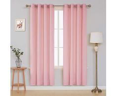 Deconovo Rideaux Velour Thermique Epais Salon Ã Oeillet Doux pour Chambre FenÃªtre IntÃ©rieur Anti Chaleur Froid 2 Pcs, Rose PÃ¢le, 117x229cm