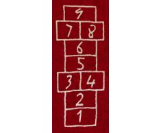 Aratextil PATA coja Tapis Enfant, Coton, Rouge, 90Â x 200Â cm