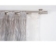 Double Tringle Ã rideaux: Ã 20 mm sans anneaux, L. 140 cm. avec tappo chic en acier satinÃ© - complet