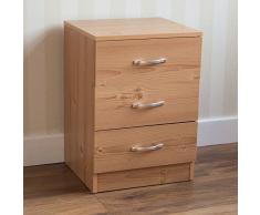 Vida Designs Table de Chevet à 3 tiroirs en pin