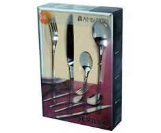 Dajar SÃ©ville Set de 24Â PiÃ¨ces Couverts, Acier, Argent, 25,5Â x 17Â x 5,5Â cm,Â âÂ unitÃ©s