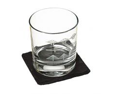 The Just Slate Company JS/GTS/FB Forth Bridges Gobelet en verre gravÃ© avec dessous-de-verre en ardoise