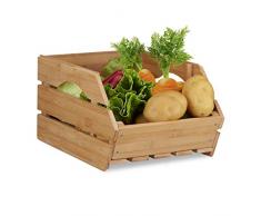 Relaxdays 10022220 Caisse en bois cagette bambou boîte de rangement empilable universelle HxlxP: 20,5 x 27 x 38 cm, nature, naturel, 48 x 27 x 20,5 cm