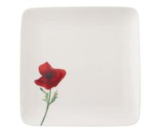 Guy Degrenne Vent de Coquelicots Lot de 6 assiettes Dessert CarrÃ©e Rouge