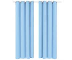 vidaXL 132208 Lot de 2 Rideaux occultants à Åillets Turquoise 135 x 245 cm