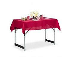 Relaxdays 10022620_788 Nappe Hydrofuge résistante Eau Linge de Table Jardin Polyester sans Plis Rectangle 110x140cm, Rouge, Taille Unique