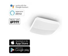 Hama Plafonnier WiFi (effet scintillant, carrÃ©, taille de 27 cm, encastrÃ©, compatible avec Alexa/Google Home, application/commande vocale, 2,4 GHz, IFTTT) Blanc
