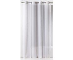 HomeMaison Voilage Etamine Rayure-Oeillets Ronds Argent, Polyester, Gris, 1x140x260 cm