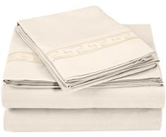 Qualité supérieure Ultra Doux Poids léger résistant aux Rides de lit avec Broderie Regal dans Un Coffret Cadeau, 100% Microfibre brossé, Ivoire, Californie King Size, 4 pièces