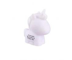 Hello KIDS LA11019 Lampe veilleuse LED rose Enfant Licorne Je peux pas je suis en plein rÃªve PVC Blanc H10 x 4,5 x 8,5 cm