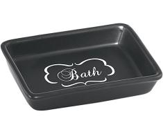 Gedy Savon de Bureau en cÃ©ramique, Noir, 12,8Â x 8,3Â x 2,5Â cm